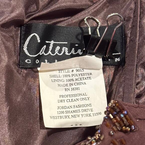Caterina Collection Dress Gown Maxi Whimsigoth Dark Romance Prom Beaded Brown 12 - Picture 3 of 4